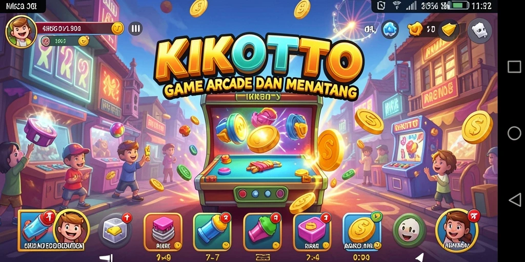 Screenshot KIKOTOTO menampilkan aksi seru dalam permainan Arcade.