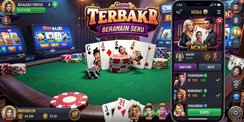 Screenshot gameplay N06 menampilkan suasana permainan Poker yang mendebarkan.
