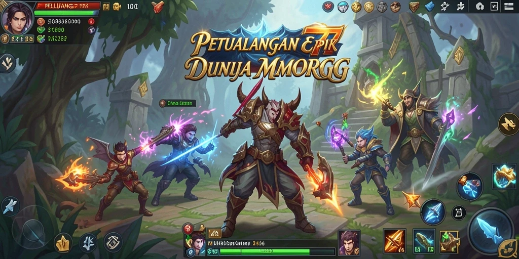 Screenshot PELUANG77 menampilkan aksi seru dalam pertempuran MMORPG.