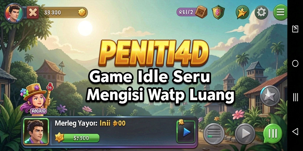 Tampilan gameplay PENITI4D menunjukkan kemajuan karakter yang menarik.