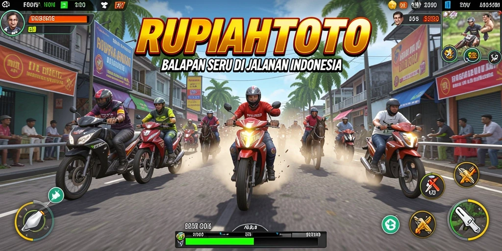 Screenshot RUPIAHTOTO menampilkan balapan seru di jalanan kota.