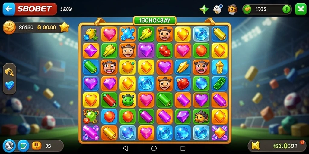 Screenshot SBOBET menampilkan gameplay seru dalam mencocokkan objek.