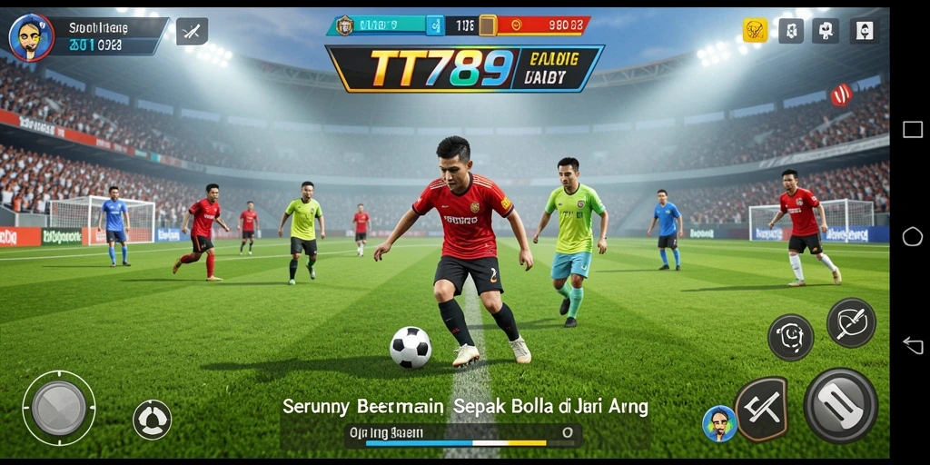 Screenshot permainan TT789 dengan aksi sepak bola yang seru.