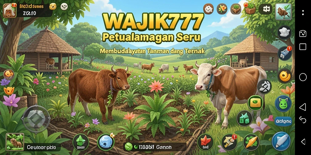 Screenshot gameplay WAJIK777 dengan aktivitas bertani yang seru.